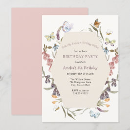 Convite de Aniversário para Flores de Borboleta
