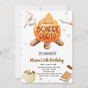 Convite de aniversário para fogueira de Smores fof