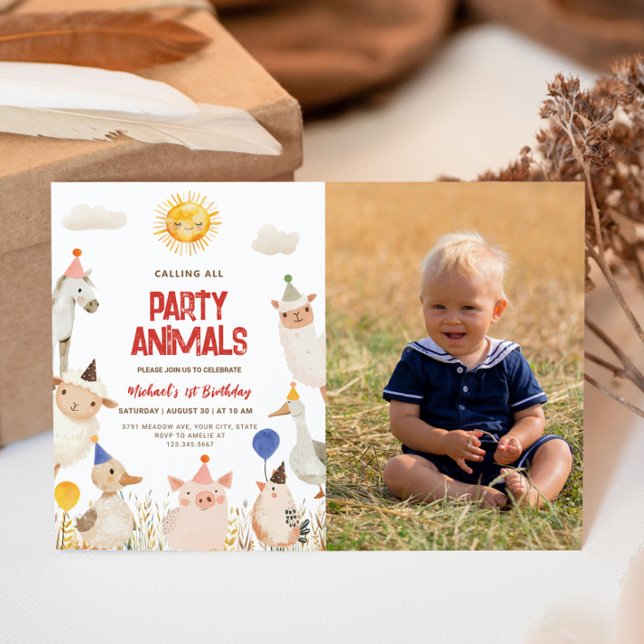 Convite de Aniversário para Foto de Animal da faze (Criador carregado)