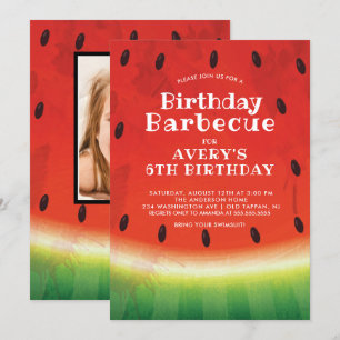 Convite de Aniversário para FOTO De Melancia Doce