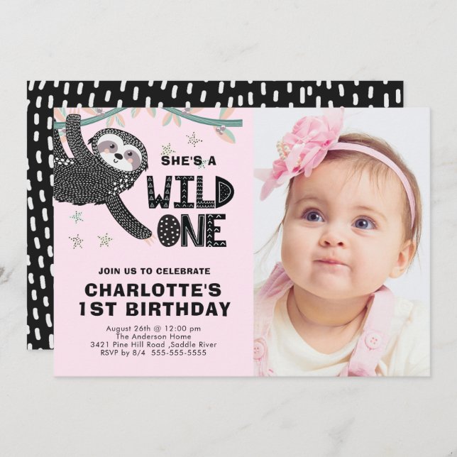 Convite de Aniversário para Foto do primeiro anive (Frente/Verso)