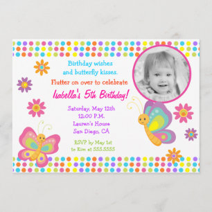 Convite de Aniversário para Fotografia de Borbole