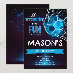 Convite de Aniversário para Futebol Azul