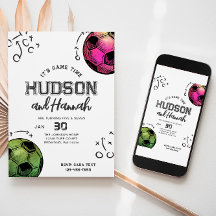 Convite de Aniversário para Futebol Conjunta de Aq