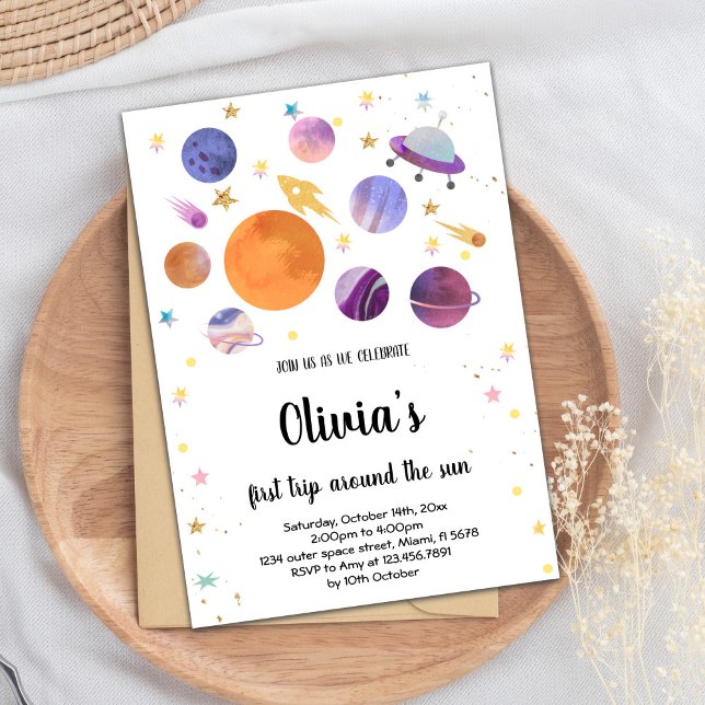 Convite de Aniversário para Galáxias Planetas (Planets Galaxy Birthday Invitations)