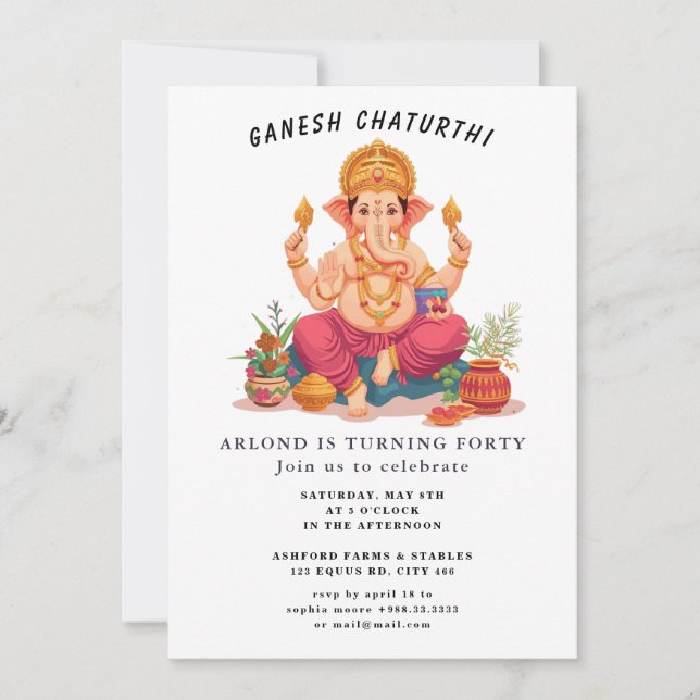 Convite de aniversário para ganesh chaturthi (Frente)