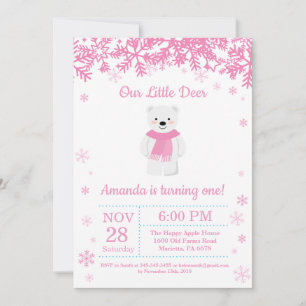 Convite de Aniversário para Garota Polar Bear Win