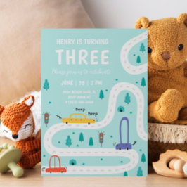 Convite de Aniversário para Garoto de Carro de Tra