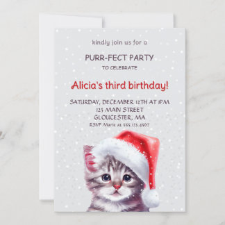 Convite de aniversário para gatos bonitos.