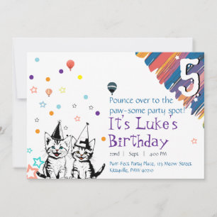 Convite de Aniversário para Gatos Brancos