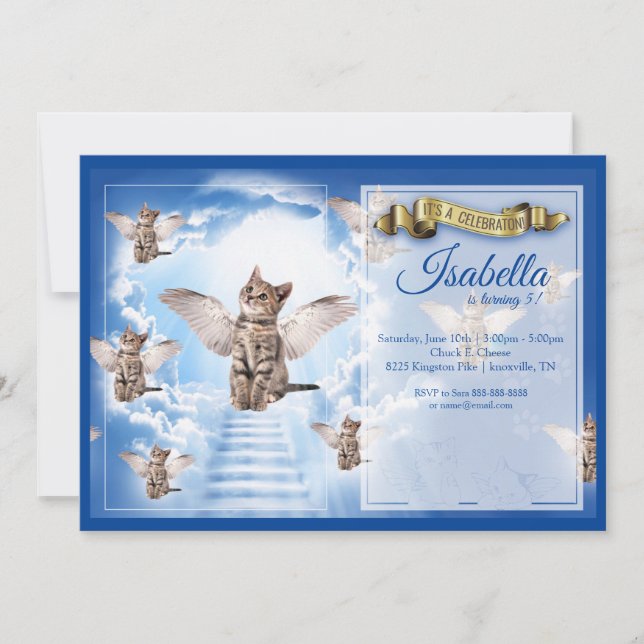 Convite de Aniversário para Gatos do Céu (Frente)