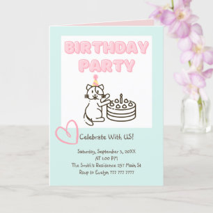 Convite de aniversário para gatos e bolos engraçad