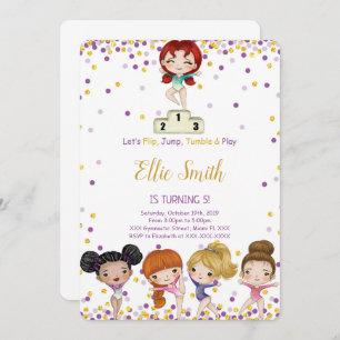 Convite de aniversário para ginástica