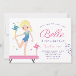 Convite de aniversário para ginástica com pinrodas