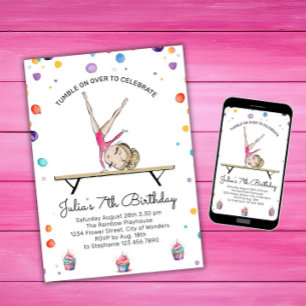 Convite de aniversário para ginástica   Festa de g