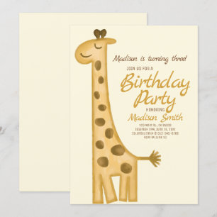Convite de Aniversário para Girafa, Linda Waterco