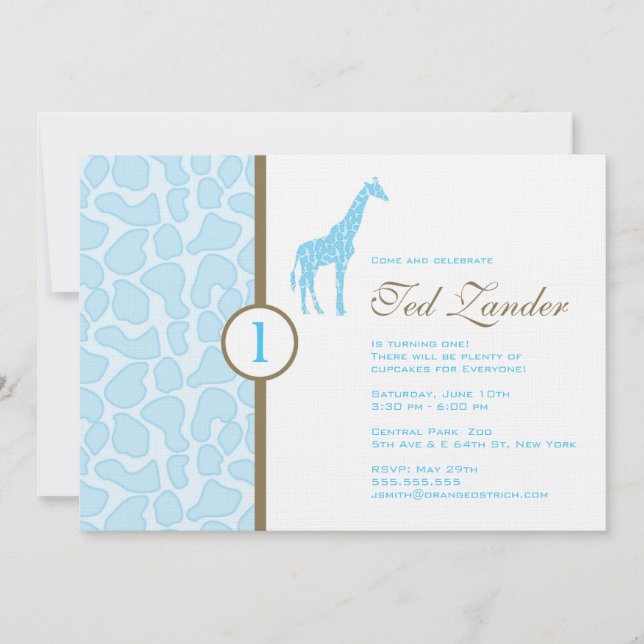 Convite de Aniversário para Girafa - Rapaz (Frente)