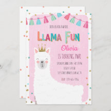 Convite de aniversário para Girl Llama