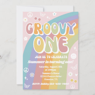 Convite de aniversário para Groovy One Groovy Bi