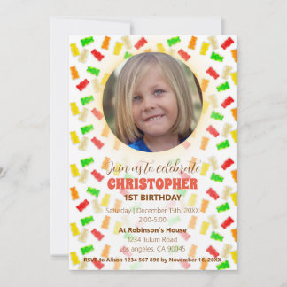 Convite de Aniversário para Gummies e Confetti