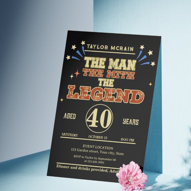 Convite de Aniversário para "Homem, Mito, Legenda" (The Man, The Myth, The Legend Birthday Invitation )