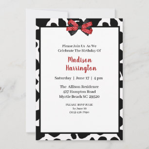 Convite de Aniversário para Impressão de Vaca