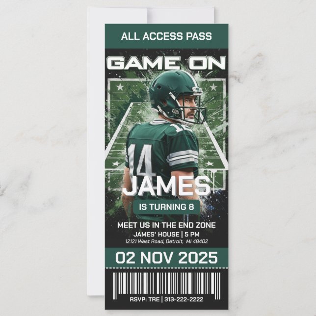 Convite de Aniversário para Ingresso de Futebol de (Frente)