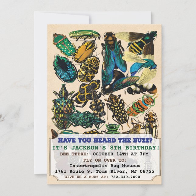 Convite de Aniversário para Insetos de inseto (Frente)