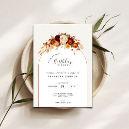 Convite de Aniversário para Jantar com Flores e Te