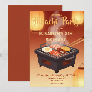 Convite de Aniversário para Jantar de Hibachi Japo
