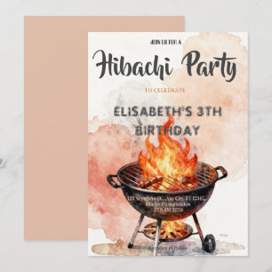 Convite de Aniversário para Jantar Japonês Hibachi