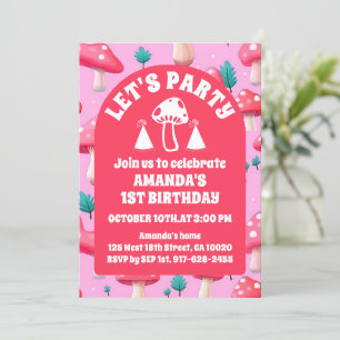 Convite de Aniversário para Jardim de Cogumelos Ma