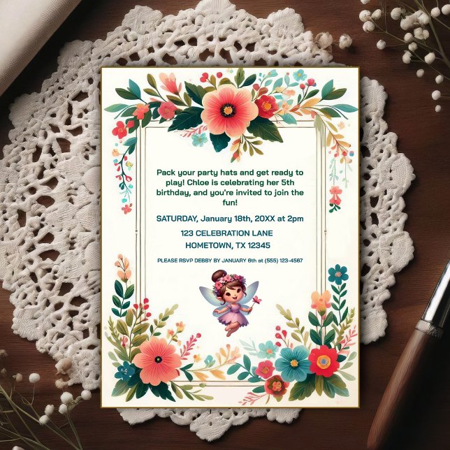 Convite de Aniversário para Jardim de Fadas Encant (Criador carregado)