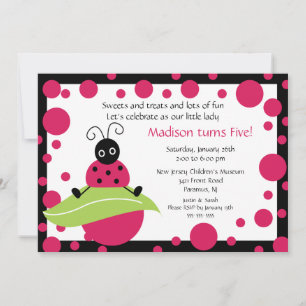 Convite de Aniversário para Ladybug Brilhante e Ne
