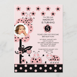 Convite de Aniversário para Ladybug, FOTO A Rosa e