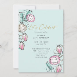 Convite de Aniversário para Lanterna Chinesa e Tem