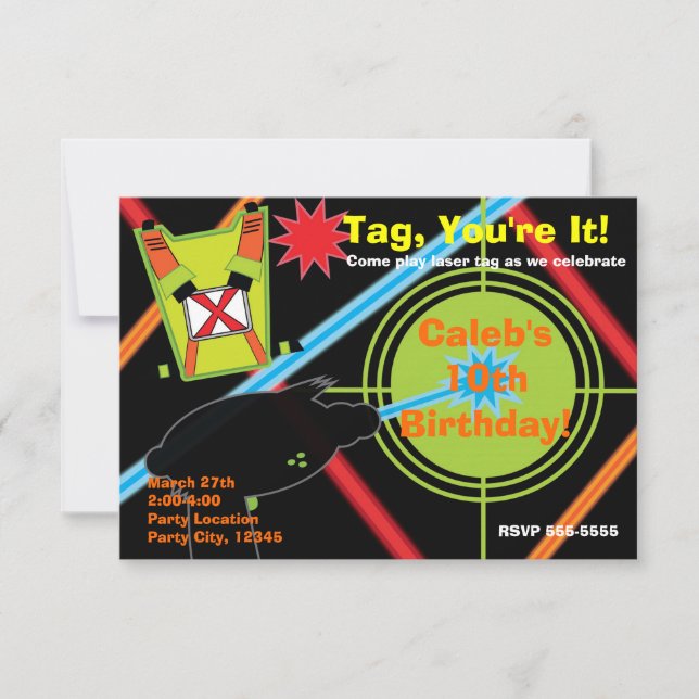 Convite de Aniversário para Laser Tag (Frente)