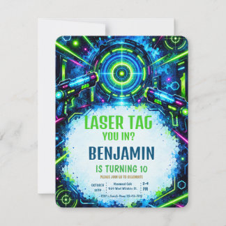 Convite de Aniversário para Laser Tag Neon