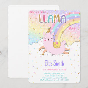 Convite de Aniversário para Llama de Cor da Água