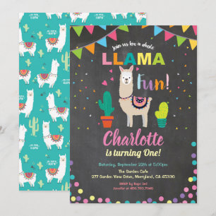 Convite de aniversário para Llama. garota divertid