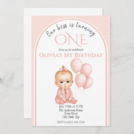 Convite de Aniversário para Menina Chefe - Pastel