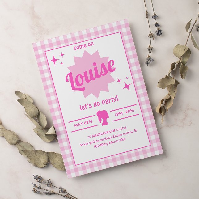 Convite de Aniversário para Menina de Festa Rosa (Criador carregado)