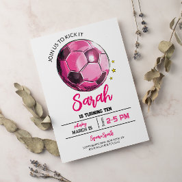 Convite de Aniversário para Menina de Futebol Rosa