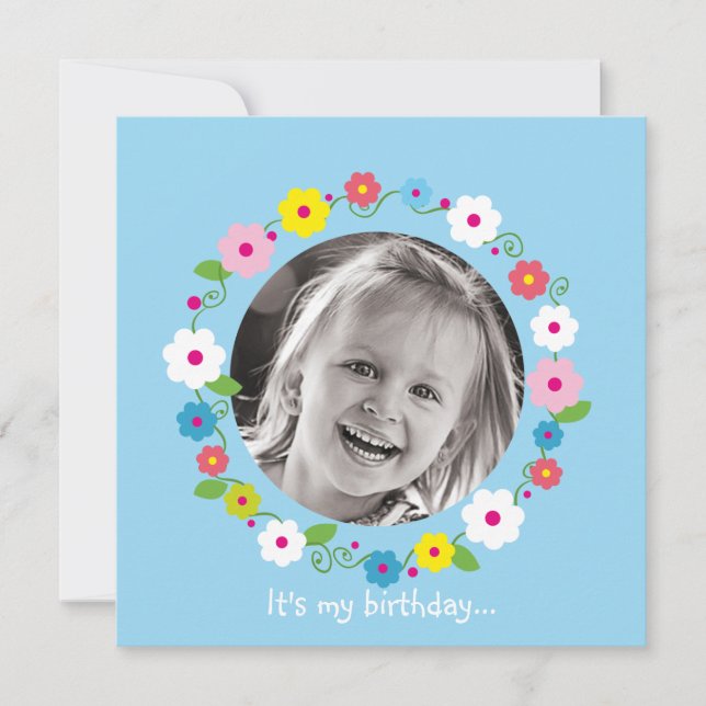 Convite de Aniversário para Menina de Imagem de Fl (Frente)