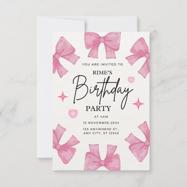 Convite de aniversário para meninas (Frente)