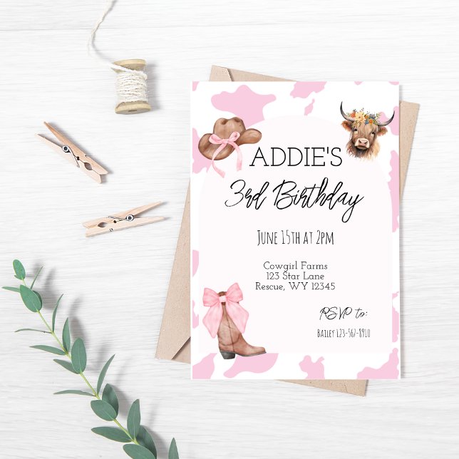 Convite de Aniversário para Meninas Cowgirl (Criador carregado)