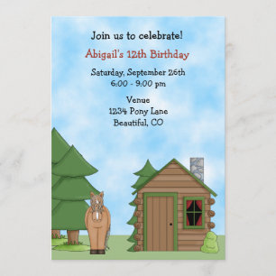 Convite de Aniversário para Meninas de Cavalo e Ca