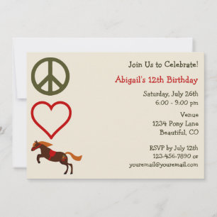 Convite de Aniversário para Meninas do Peace Love