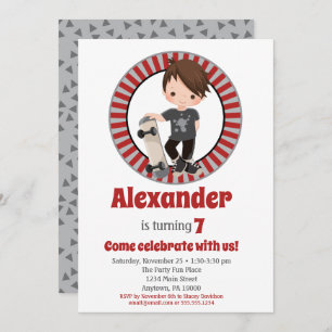 Convite de aniversário para meninos de skate casta