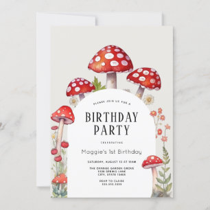 Convite de Aniversário para Mushroom Cottage Woodl